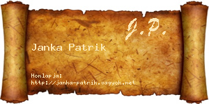 Janka Patrik névjegykártya